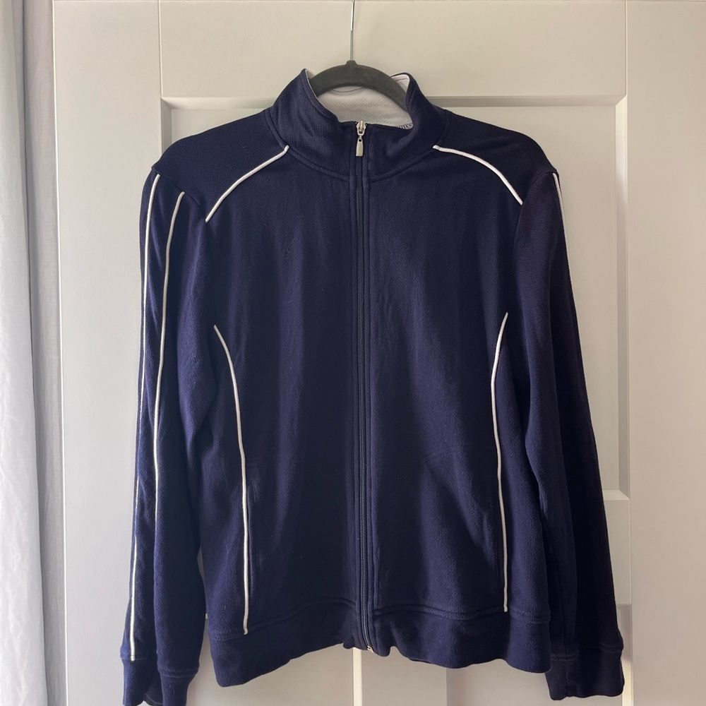 Rafaella Navy and White Cotton Jacket